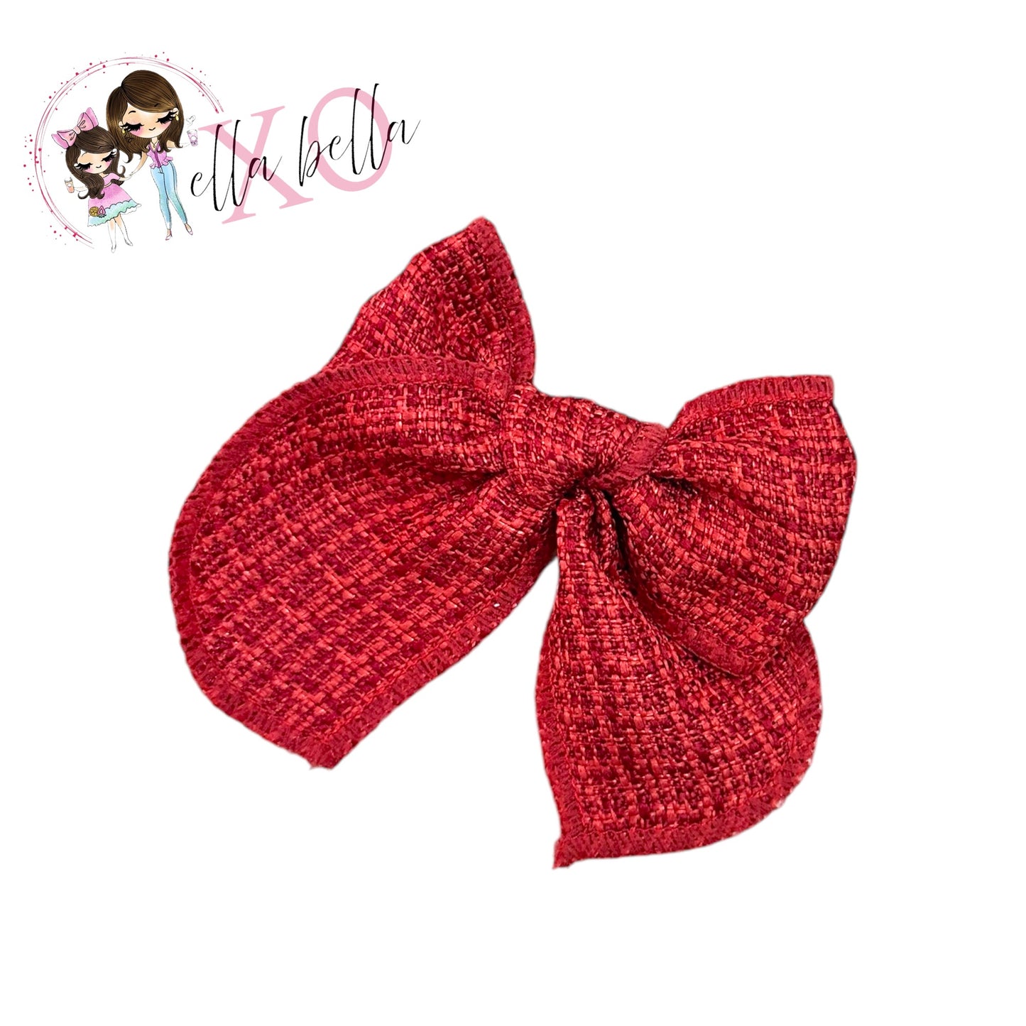 Red Tweed Bow