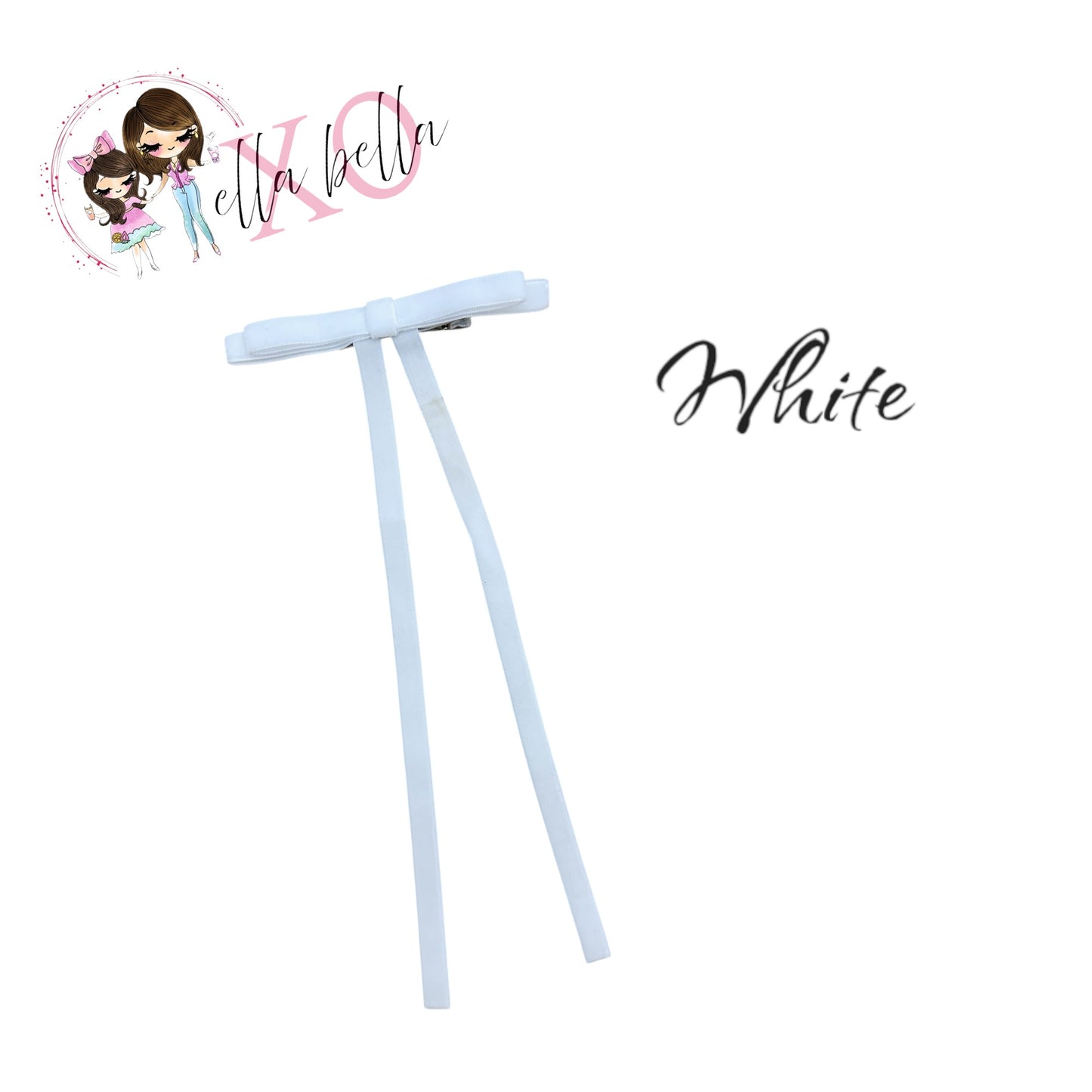 Black & White Velvet Long Tail Bow