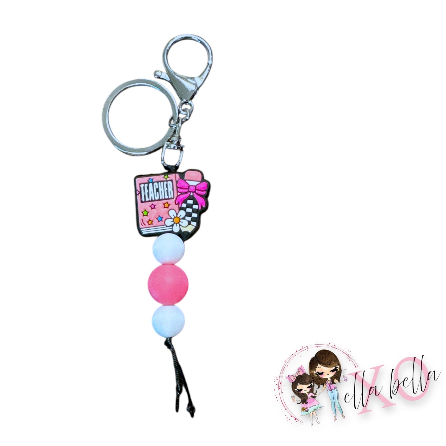 Teacher Pink Book & Pencil Charm/Keychain