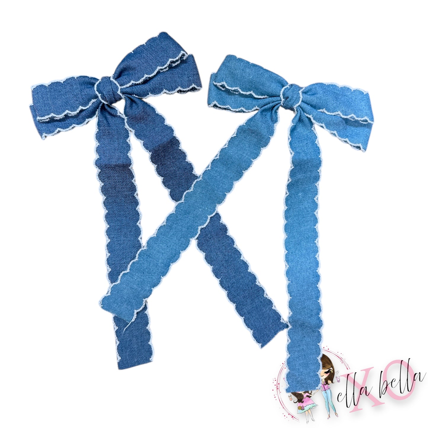 Dark Denim Hair Bow