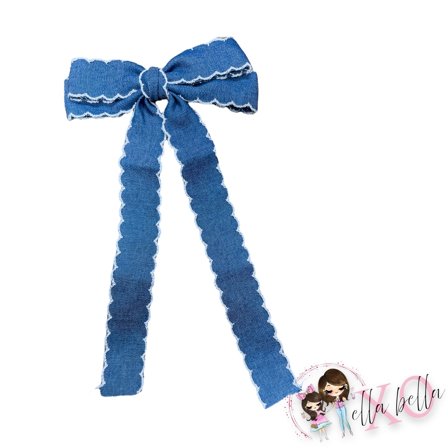 Dark Denim Hair Bow