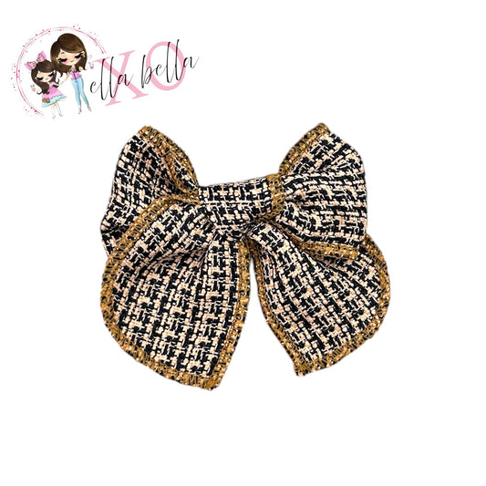 Brown Tweed Bow