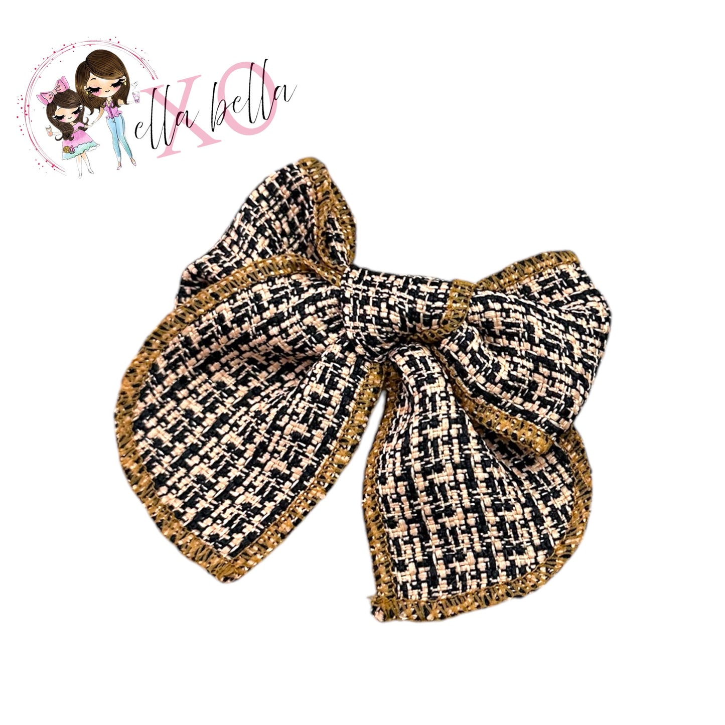 Brown Tweed Bow