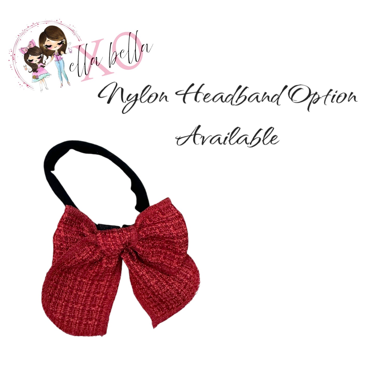 Red Tweed Bow