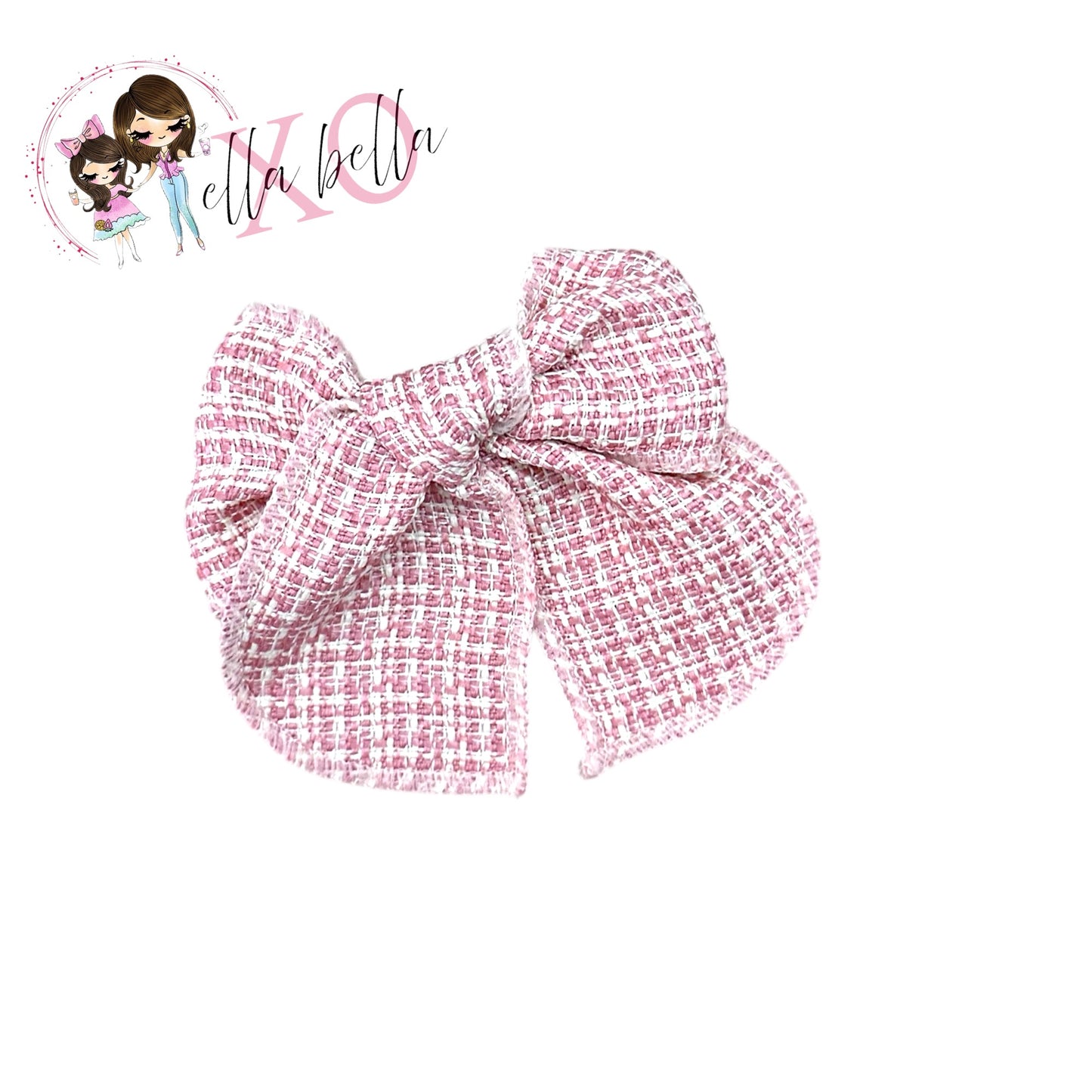 Pink Tweed Bow