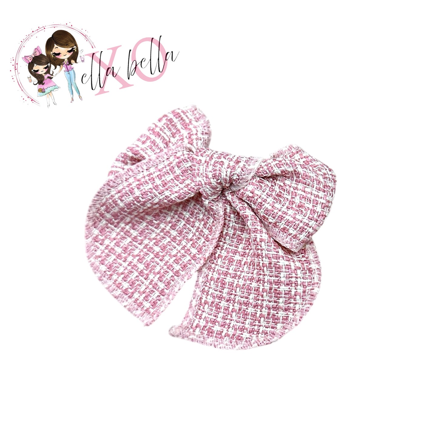 Pink Tweed Bow