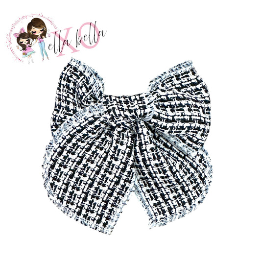 Black & White Tweed Bow