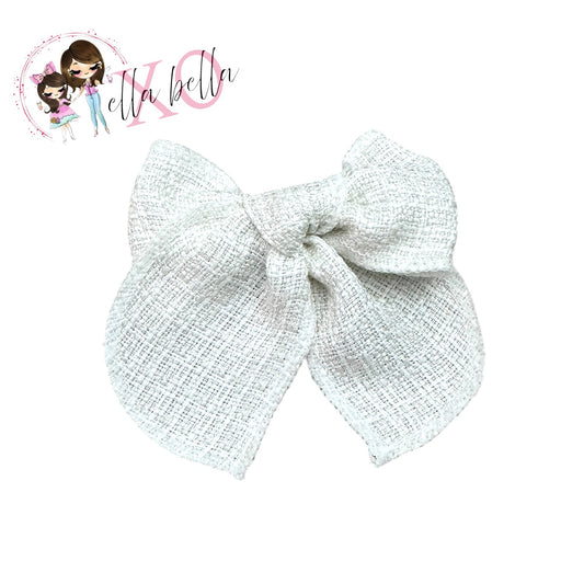 White Tweed Bow