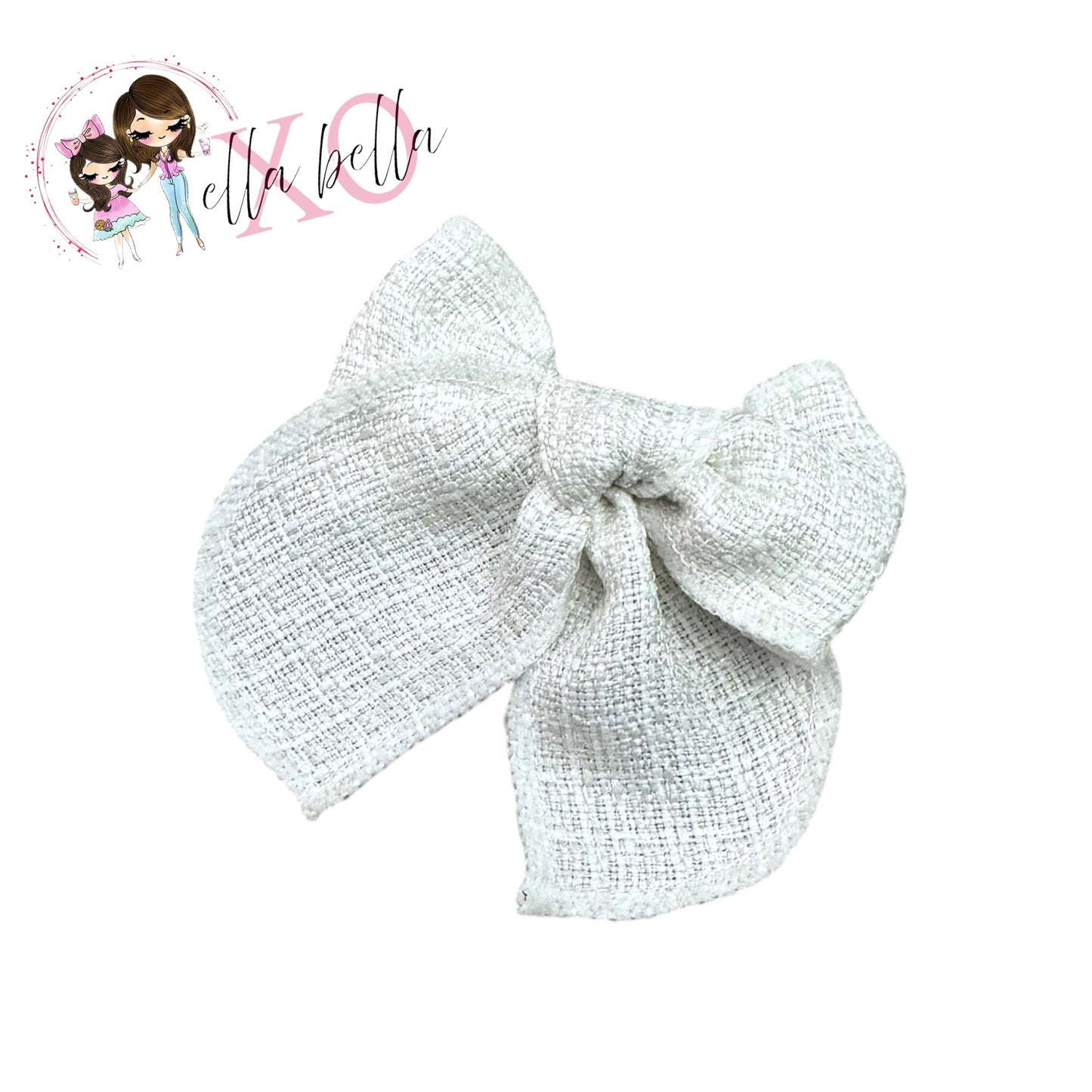 White Tweed Bow