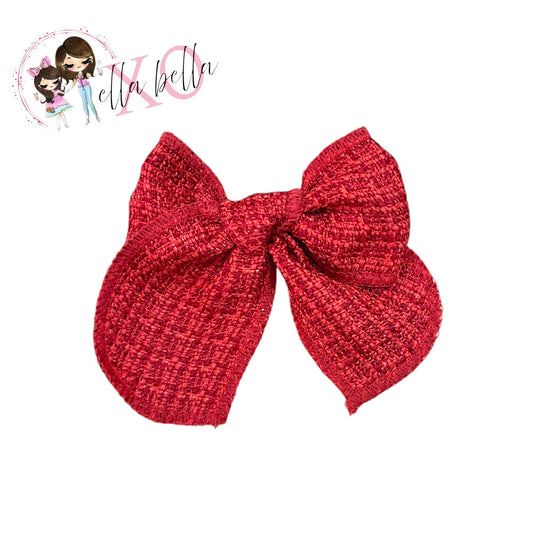 Red Tweed Bow