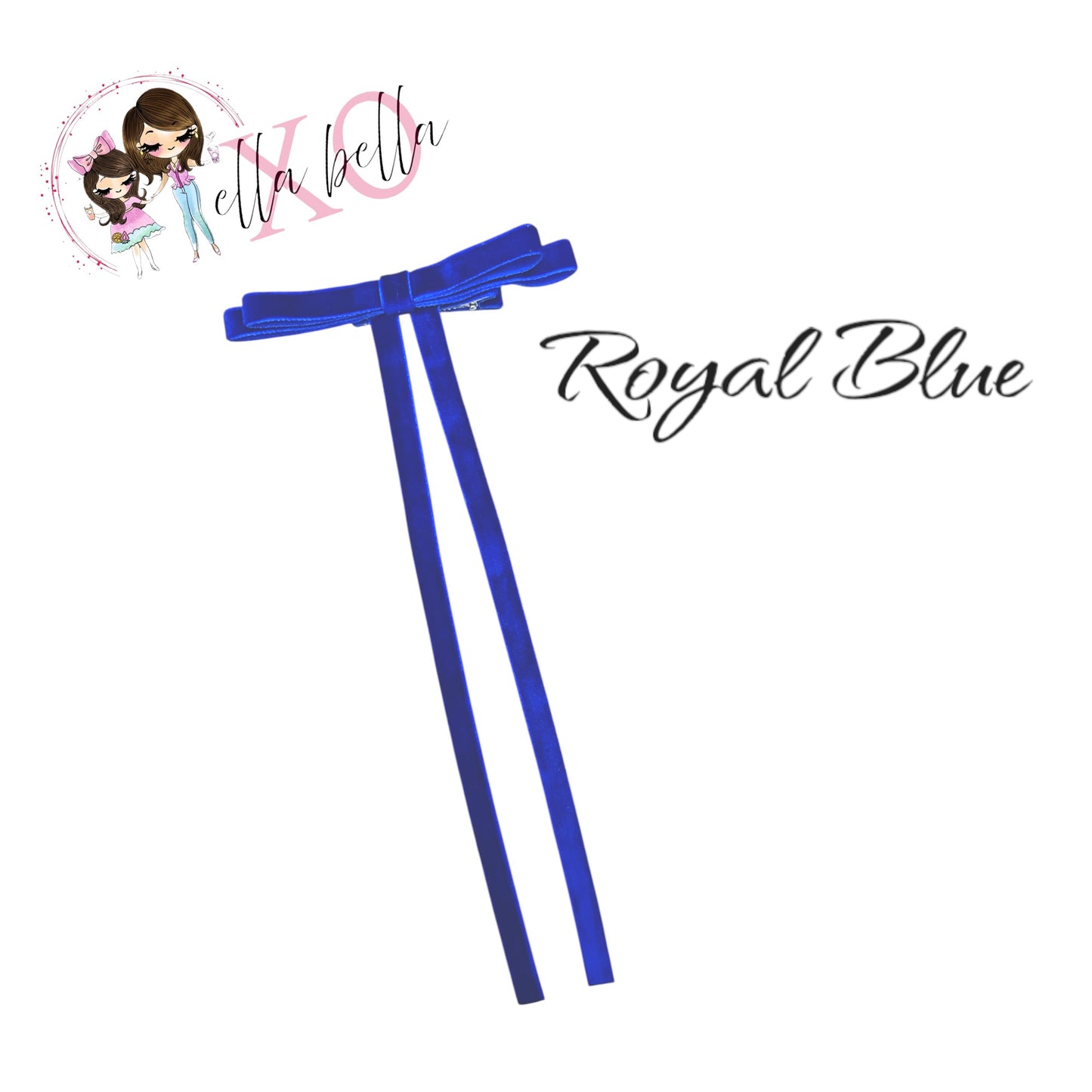 Blue Velvet Long Tail Bow