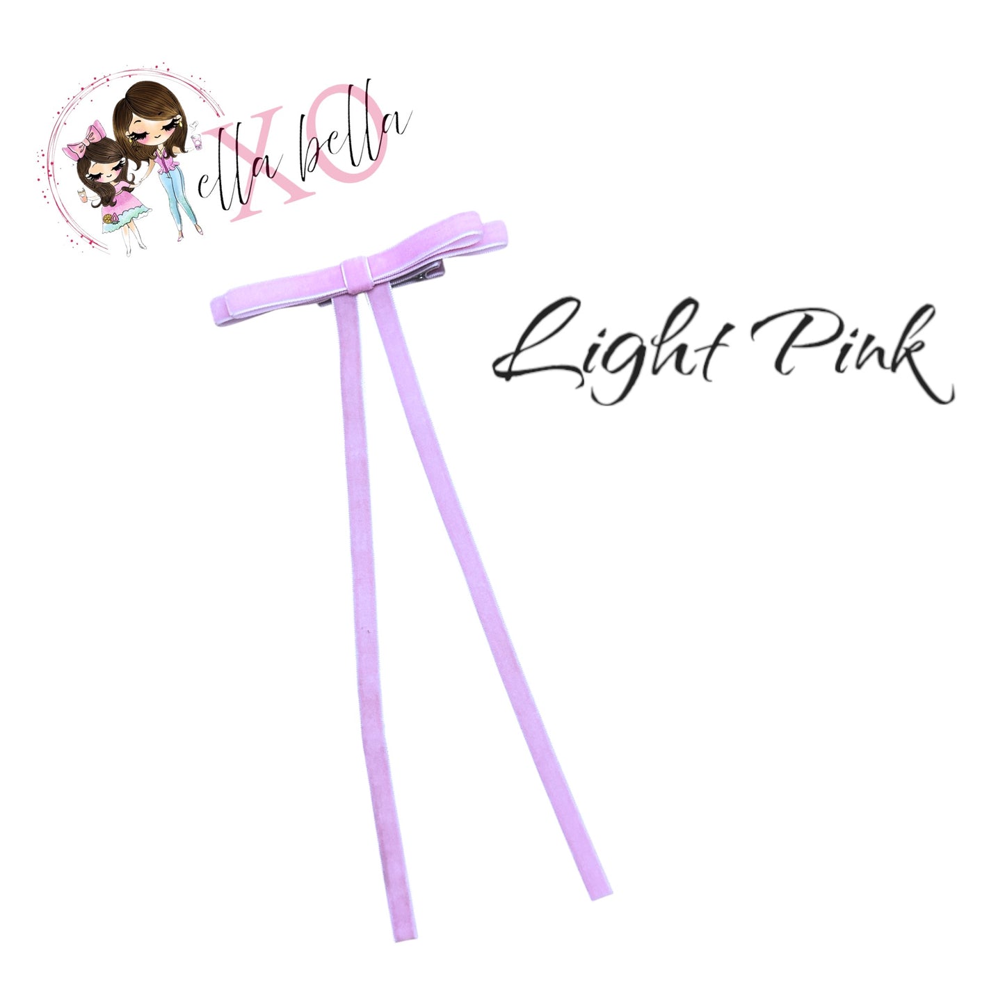 Pink Velvet Long Tail Bow