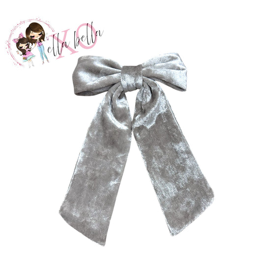 Greyish Crushed Velvet Bow