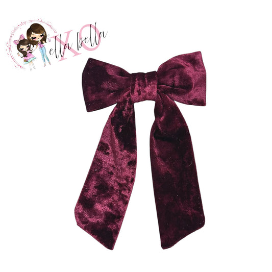 Burgundy Crushed Velvet Bow