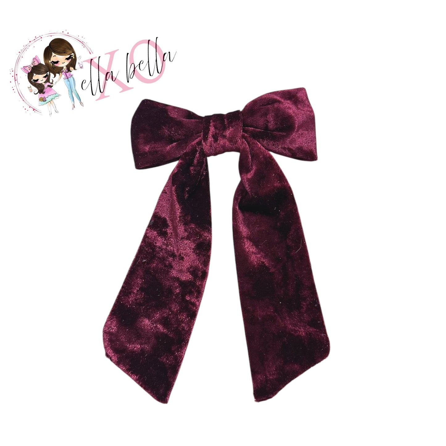 Burgundy Crushed Velvet Bow