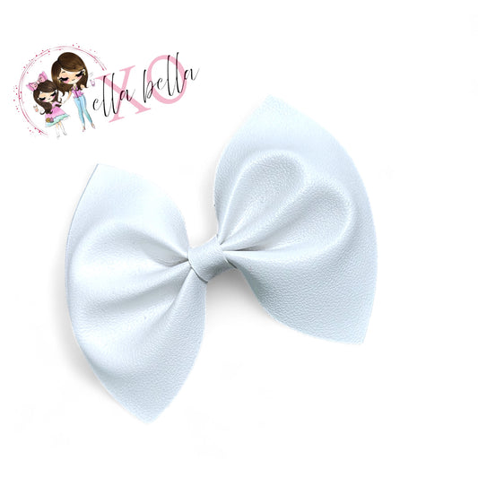 White Faux Leather Bow