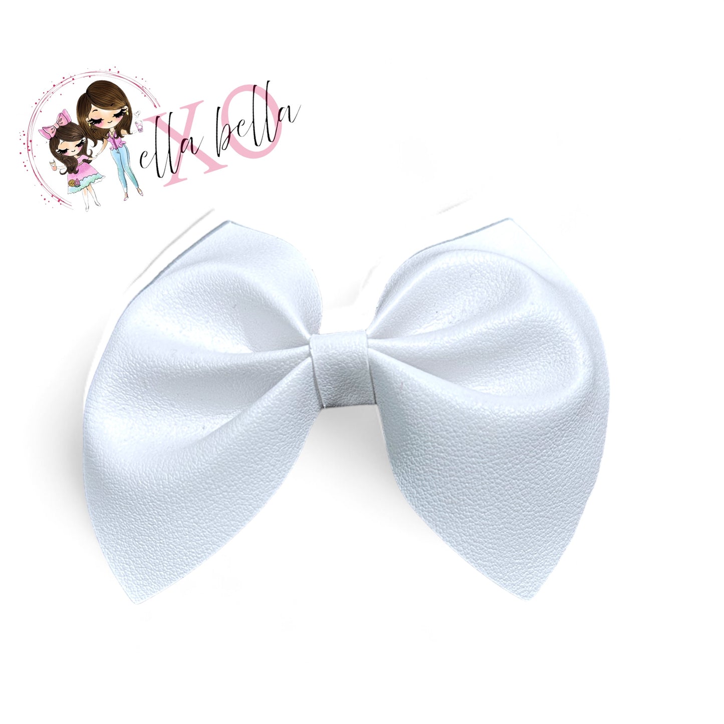 White Faux Leather Bow