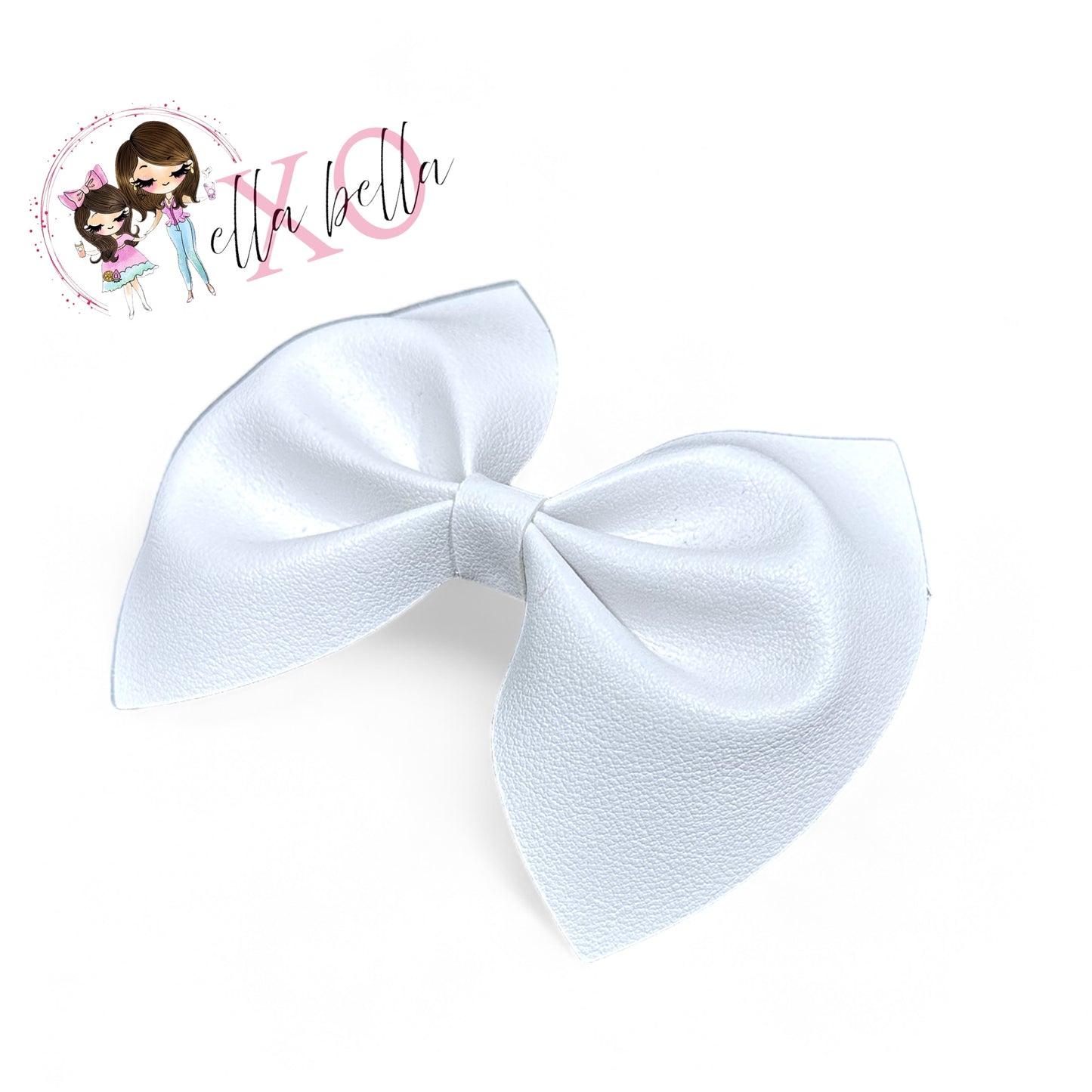 White Faux Leather Bow