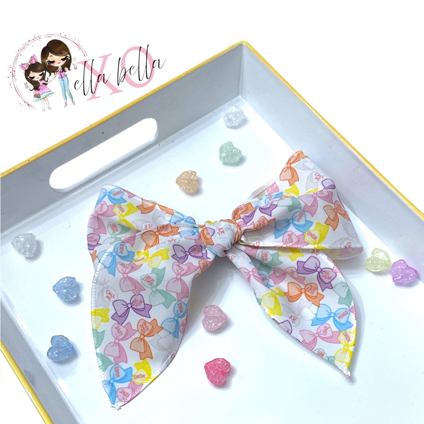 Conversation Heart Fabric Bow