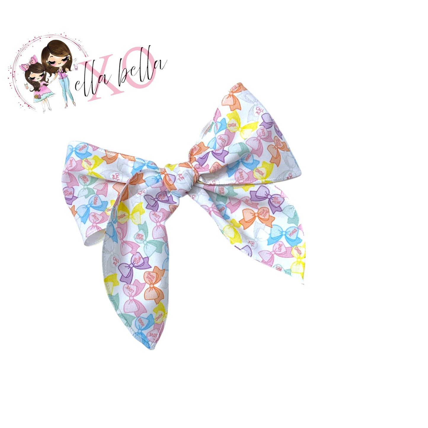 Conversation Heart Fabric Bow