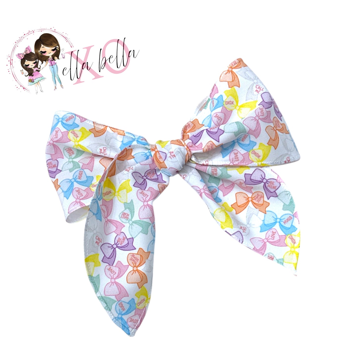 Conversation Heart Fabric Bow