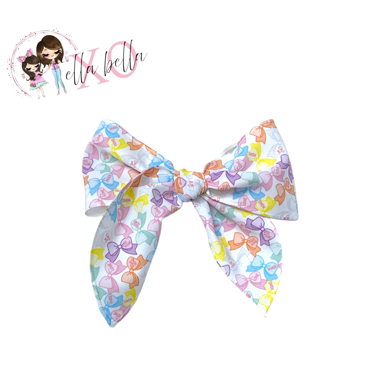 Conversation Heart Fabric Bow