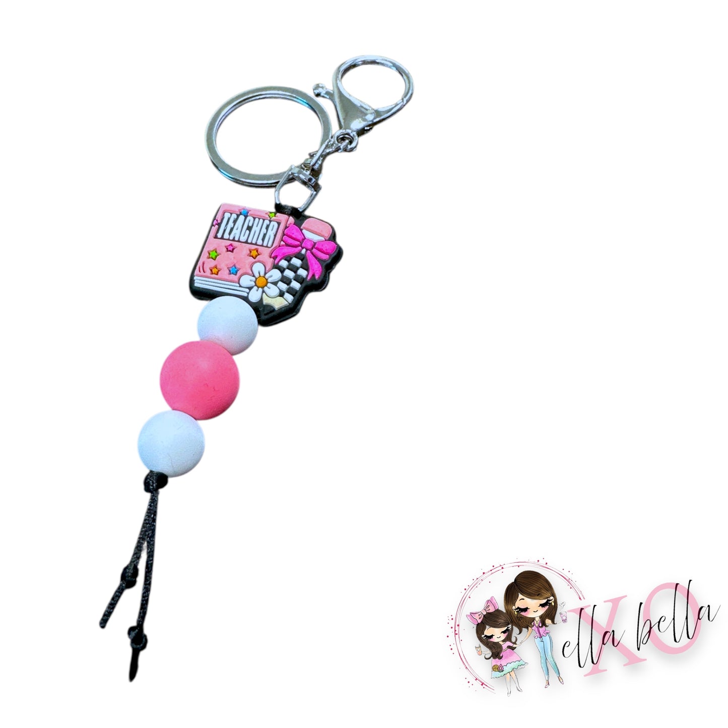 Teacher Pink Book & Pencil Charm/Keychain