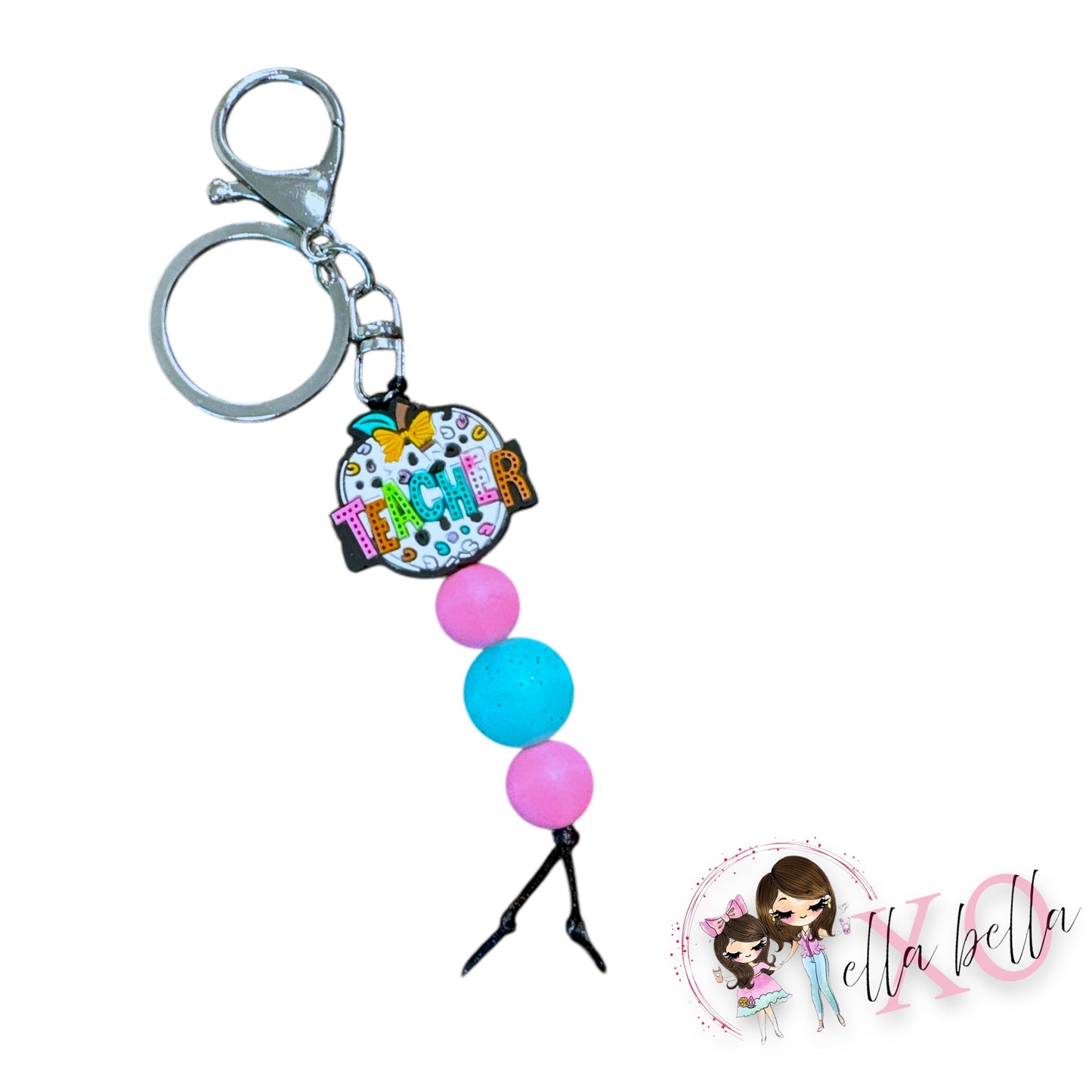 Teacher White Cheetah Keychain/Charm