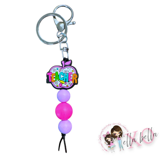 Teacher Purple Cheetah Keychain/Charm