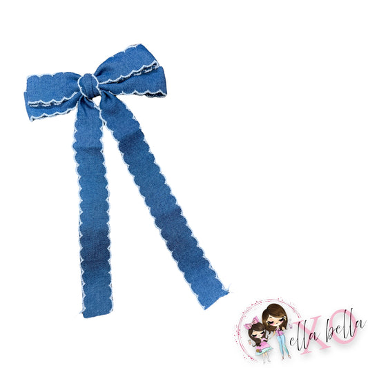 Dark Denim Hair Bow