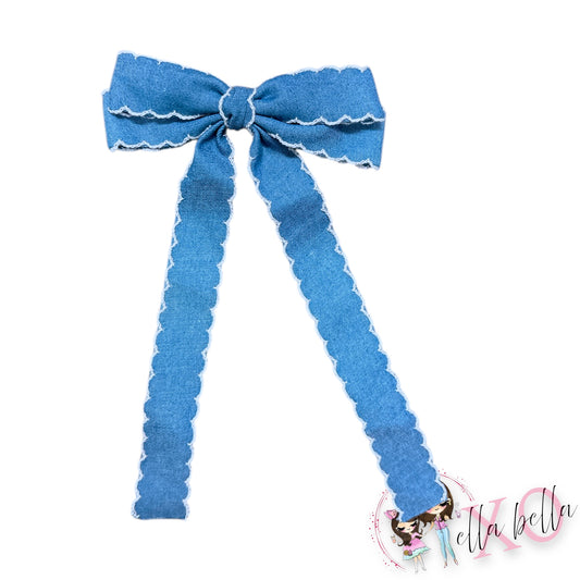 Denim Hair Bow