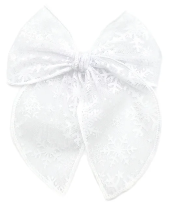 White Snowflake Tulle Bow